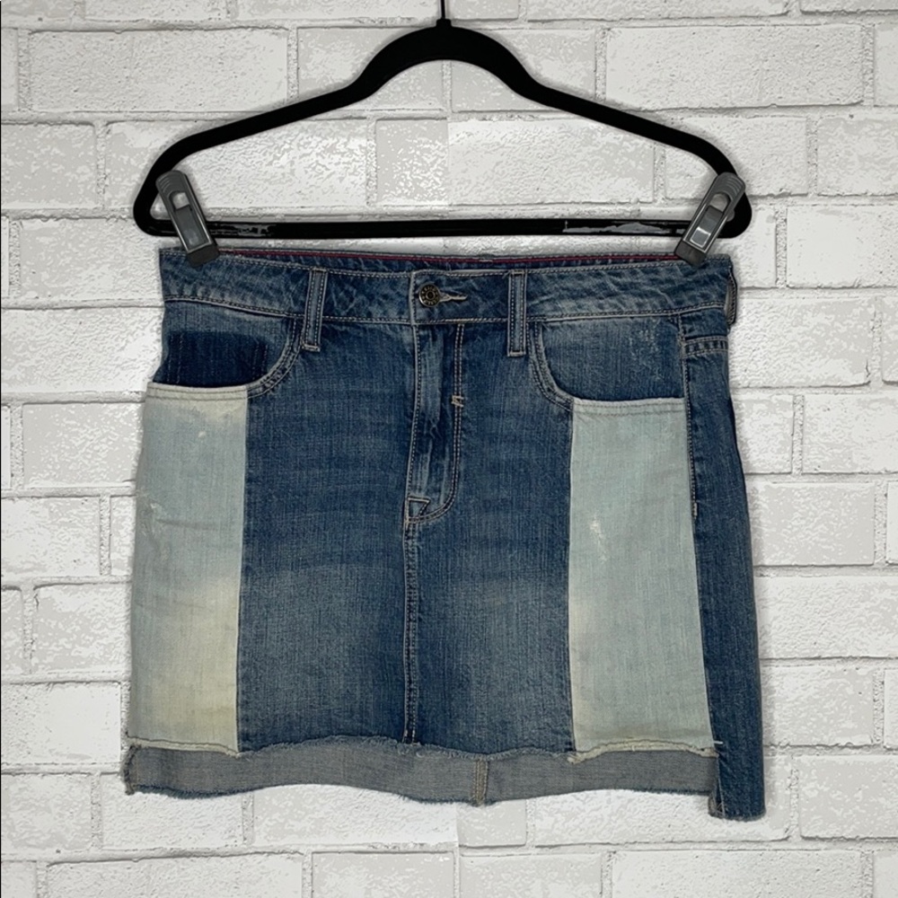 Cello Patchwork Denim Mini Skirt